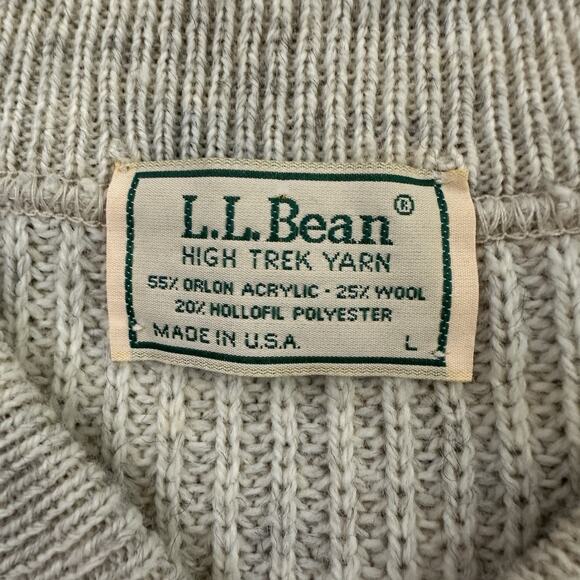LL Bean Mens Vintage 90s High Trek Yarn Knit Sweater Vest Size L Cream Wool - Picture 5 of 9